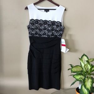 🆕Connected Lace Top Dress In Ivory/Black